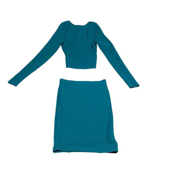 Sincerely Jules Turquoise Long Sleve Crop Top & Pencil Skirt Set - Size S - Picture 2 of 5